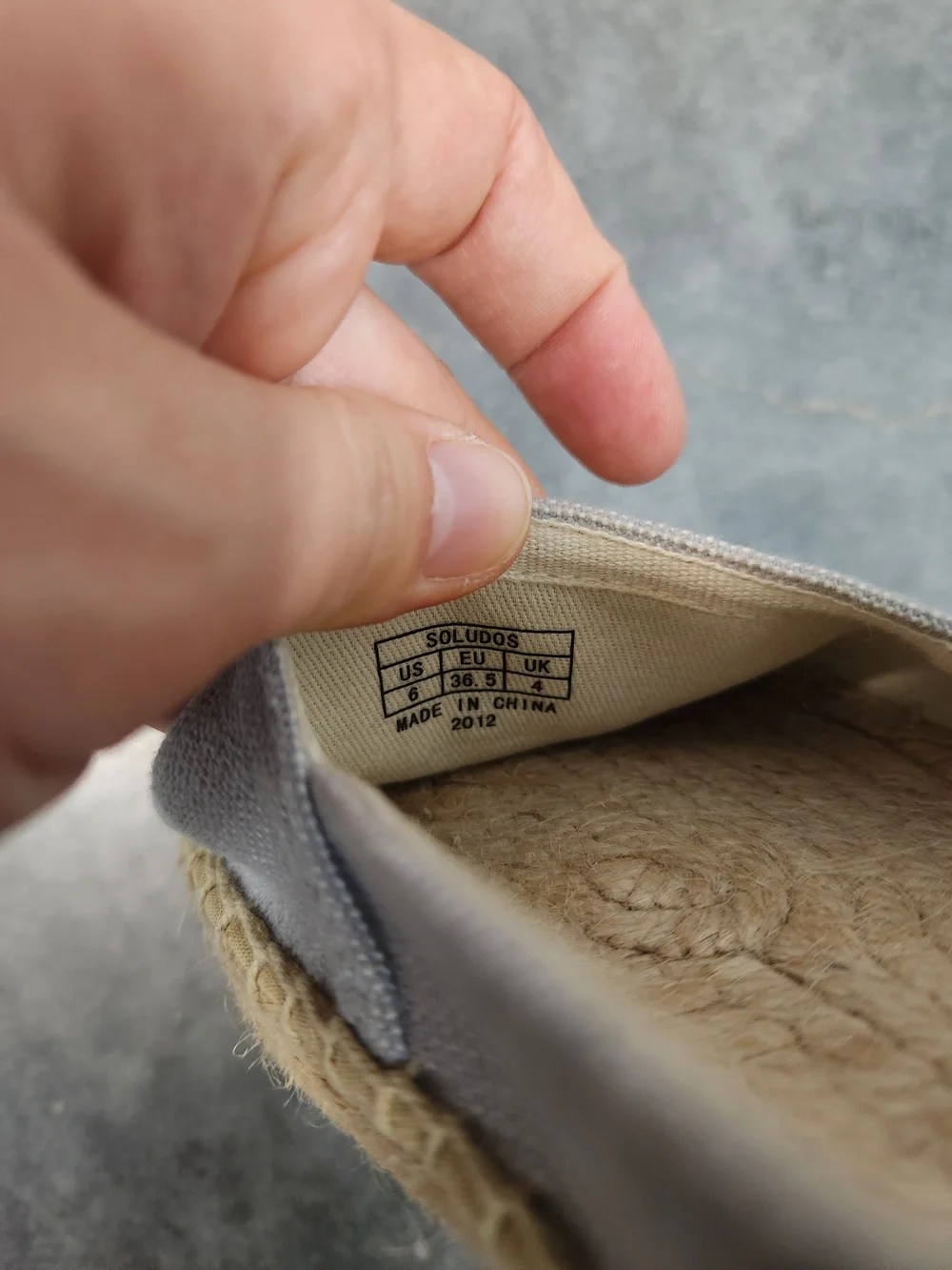 Soludos Size 6 Light Gray Canvas Espadrille Flats